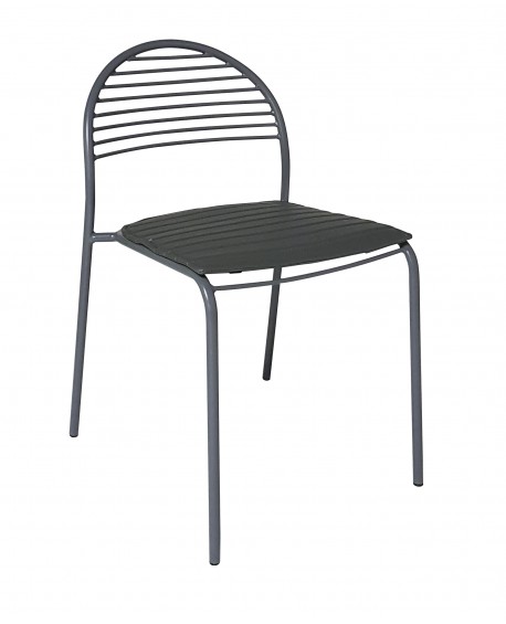 Sedia in Ferro Grigio con fondino ecopelle grigio                           L.48 H.80 P.52 HS.46