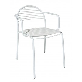 Poltrona in Ferro Bianco con fondino ecopelle bianco                        L.58 H.81 P.54 HS.46