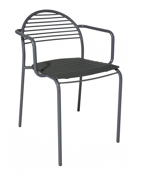 Poltrona in Ferro Grigio con fondino ecopelle grigio                           L.58 H.81 P.54 HS.46