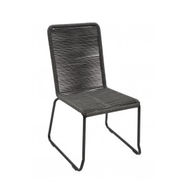 Sedia in ferro nero con seduta in corda antracite                          L.50 H.88 P.63 HS.41