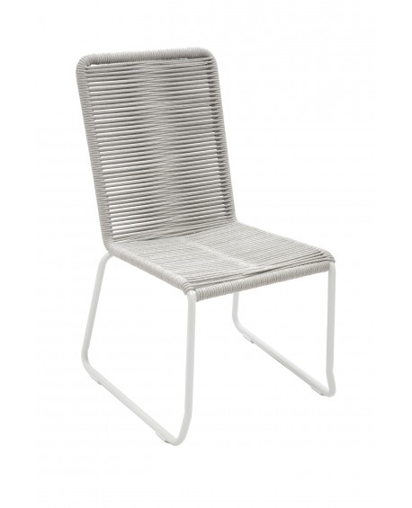Sedia in ferro bianco con seduta in corda grigio                            L.50 H.88 P.63 HS.41
