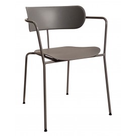 Poltrona metallo grigio con fondino e schienale polipropilene grigio       L.55 H.76 P.54 HS.45