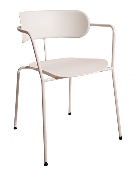 Poltrona metallo bianco con fondino e schienale polipropilene bianco       L.55 H.76 P.54 HS.45