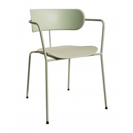 Poltrona metallo verde con fondino e schienale polipropilene verde       L.55 H.76 P.54 HS.45