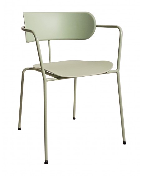 Poltrona metallo verde con fondino e schienale polipropilene verde       L.55 H.76 P.54 HS.45