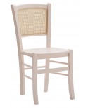 Sedia con fondino paglia di vienna, laccato  rosa cipria                              L.43 H.88 P.42 HS.47