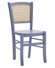 Sedia con fondino paglia di vienna, laccato  blue copenaghen                        L.43 H.88 P.42 HS.47