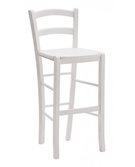 Sgabello con fondino legno, laccato  bianco                                      L.41 H.101 P.44 HS.73