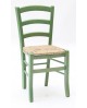Sedia con fondino paglia, Anilina Verde   L.43 H.88 P.42 HS.47