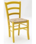 Sedia con fondino paglia, Anilina Giallo   L.43 H.88 P.42 HS.47