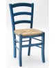Sedia con fondino paglia, Anilina Blu   L.43 H.88 P.42 HS.47