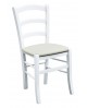 Sedia laccato bianco con fondino ecopelle cremaL.43 H.88 P.42 HS.47