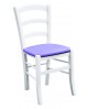Sedia laccato bianco con fondino ecopelle lillaL.43 H.88 P.42 HS.47