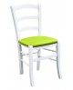 Sedia laccato bianco con fondino ecopelle lime                                L.43 H.88 P.42 HS.47