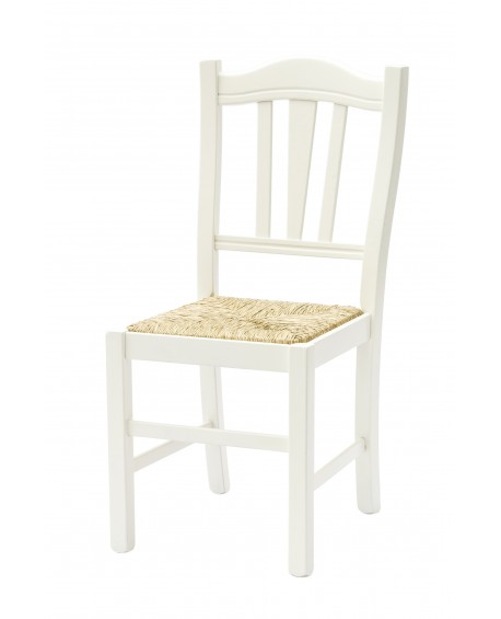 Sedia con fondino paglia, laccato Bianco   L.43 H.95 P.48 HS.46,5