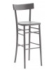 Sgabello  MILANO  con fondino legno, laccato  grigio                                        L.39 H.110 P.45 HS.79