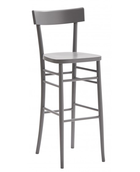Sgabello  MILANO  con fondino legno, laccato  grigio                                        L.39 H.110 P.45 HS.79
