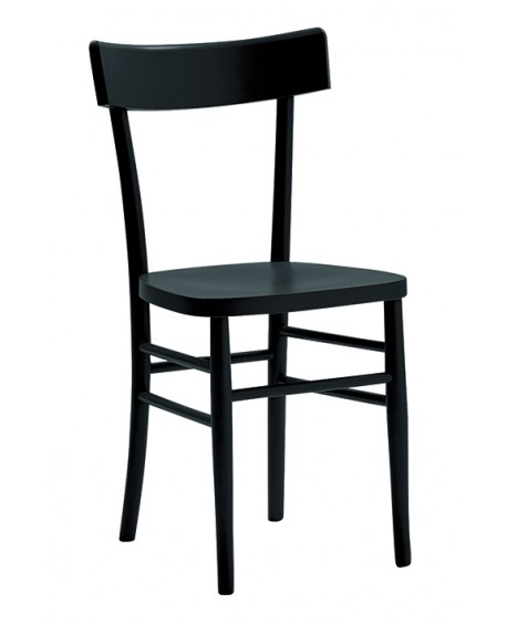 Sedia  MILANO  con fondino legno, laccato  nero                                        L.43 H.81,5 P.46 HS.46,5