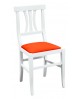 Sedia laccato bianco con fondino ecopelle arancioneL.46 H.90 P.44 HS.48