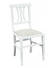 Sedia laccato bianco con fondino ecopelle cremaL.46 H.90 P.44 HS.48