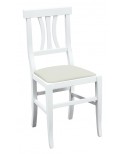 Sedia laccato bianco con fondino ecopelle crema
L.46 H.90 P.44 HS.48