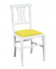 Sedia laccato bianco con fondino ecopelle gialloL.46 H.90 P.44 HS.48