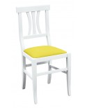 Sedia laccato bianco con fondino ecopelle giallo
L.46 H.90 P.44 HS.48