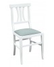 Sedia laccato bianco con fondino ecopelle grigioL.46 H.90 P.44 HS.48