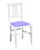 Sedia laccato bianco con fondino ecopelle lillaL.46 H.90 P.44 HS.48