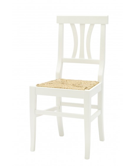 Sedia con fondino paglia, laccato Bianco   L.43 H.90 P.42 HS.46,5