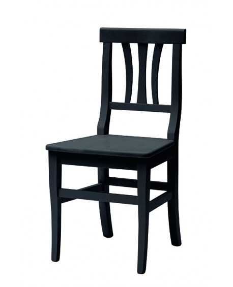 Sedia con fondino legno, laccato Neroo   L.46 H.90 P.44 HS.48