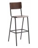 Sgabello  SCUOLA  fusto nero opaco con e seduta e schienale tinta  noce             L.43 H.117 P.47,5 HS.81