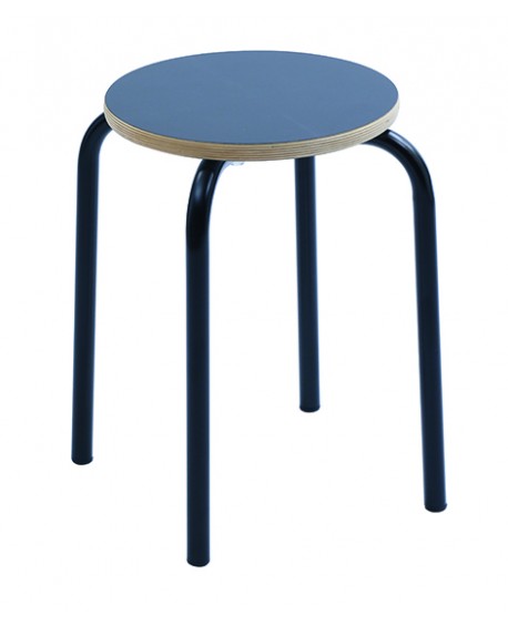 Sgabello  SCUOLA  fusto metallo Nero e piano melaminico Nero    L.32 H.46,5 P.32