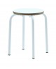 Sgabello  SCUOLA  fusto metallo Bianco e piano melaminico Bianco    L.32 H.46,5 P.32