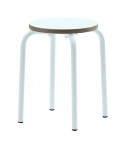 Sgabello  SCUOLA  fusto metallo Bianco e piano melaminico Bianco    L.32 H.46,5 P.32