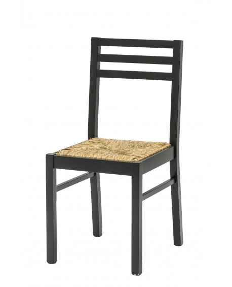 Sedia con Fondino Paglia, laccato nero   L.41 H.87 P.46,5 HS.45,5