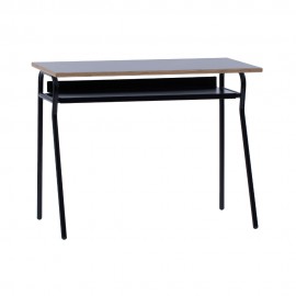 Banco  SCUOLA  fusto metallo nero fucile e piano melaminico nero L.100 H.76,5 P.50