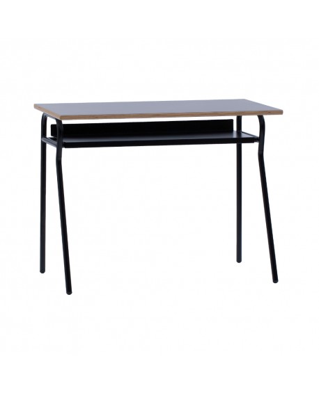 Banco  SCUOLA  fusto metallo nero fucile e piano melaminico nero L.100 H.76,5 P.50