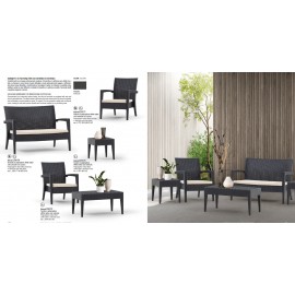 Poltrona Polipropilene effetto rattan color antracite L.72 H.89 P.76 HS.43 completo di cuscino