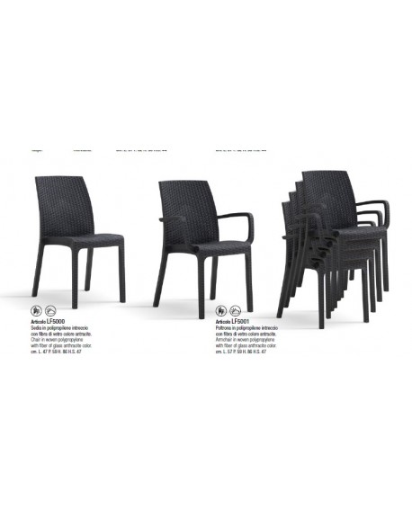 Sedia Intreccio color antracite L.47 P.59 H.86