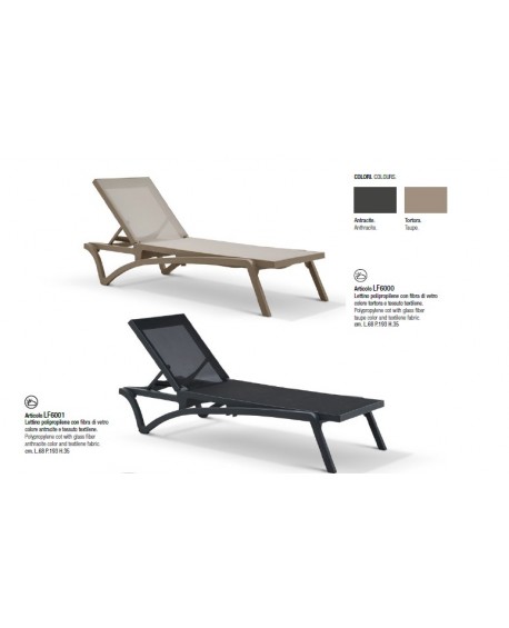 Lettino Polipropilene con fibra di vetro tortora L.68 P.193 H.35