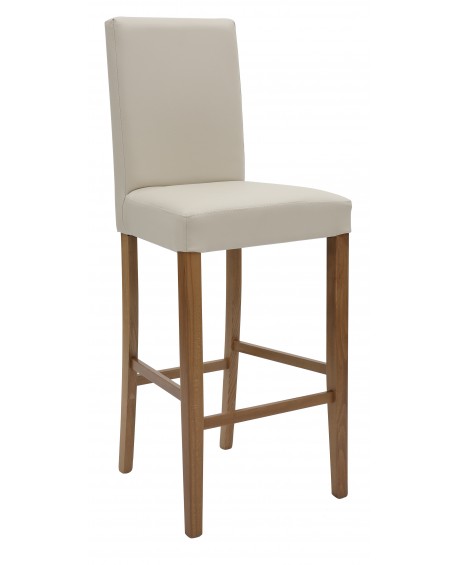 Sgabello Ecopelle Beige con Fusto Rovere  L.48 H.115 P.49 HS.74