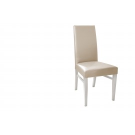Sedia Ecopelle Beige con Fusto Bianco  L.46 H.99 P.49 HS.47,5