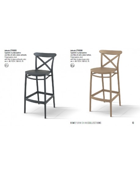 Sgabello HS.75 Polipropilene Antracite L.45 H.106 P.52 HS.75