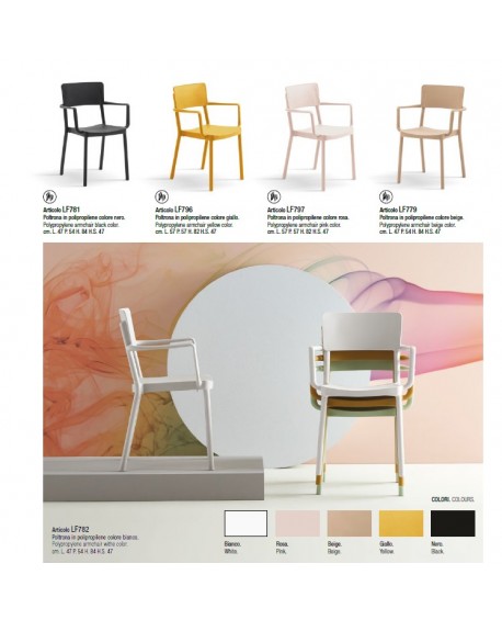 Poltrona Polipropilene Rosa  L.57 H.82 P.57 HS.44,5