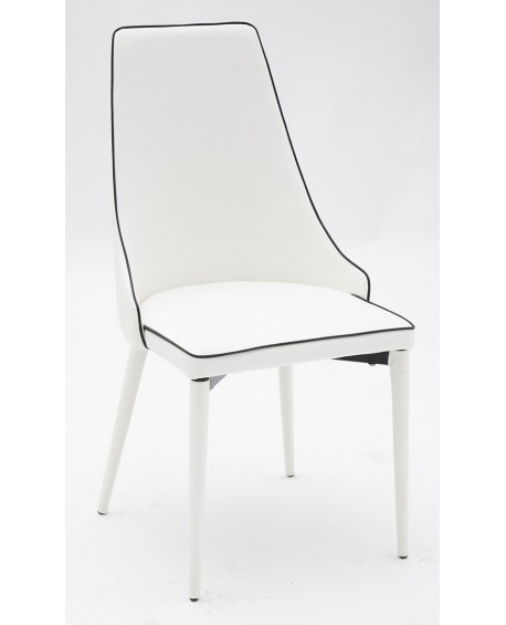 Sedia ecopelle Bianca con Bordo Nero      L.50 H.94 P.50 HS.46