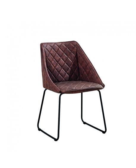 Sedia Ecopelle Cuoio a rombi L.57 H.83 P.54 HS.47