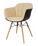 Sedia Tessuto Grigio con rivestimento esterno Ecopelle Nero          L.57 H.83 P.50 HS.46