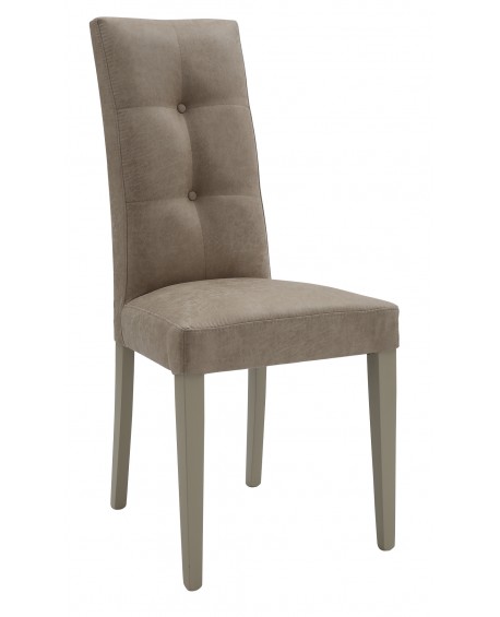 Sedia Ecopelle Beige Invecchiato con Fusto Tortora                      L.46 H.100 P.45 HS.48