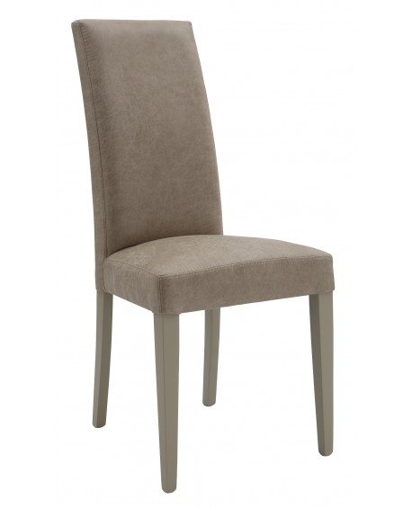 Sedia Ecopelle Invecchiata Beige con Fusto Tortora                                  L.46 H.100 P.45 HS.48